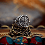 Aegishjalmur Helm of Awe Ring – Norse Viking Titanium Steel Rune Ring - Night Works