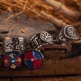 Aegishjalmur Helm of Awe Ring – Norse Viking Titanium Steel Rune Ring - Night Works