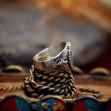 Aegishjalmur Helm of Awe Ring – Norse Viking Titanium Steel Rune Ring - Night Works