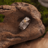 All - Seeing Eye Gold Accent Ring – Vintage Titanium Steel Band - Night Works