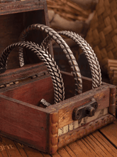 Barbed Rope & Twisted Open Cuff Bracelet – Adjustable Titanium Steel - Night Works