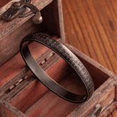 Black Nordic Rune Bracelet – Viking Stainless Steel Cuff - Night Works