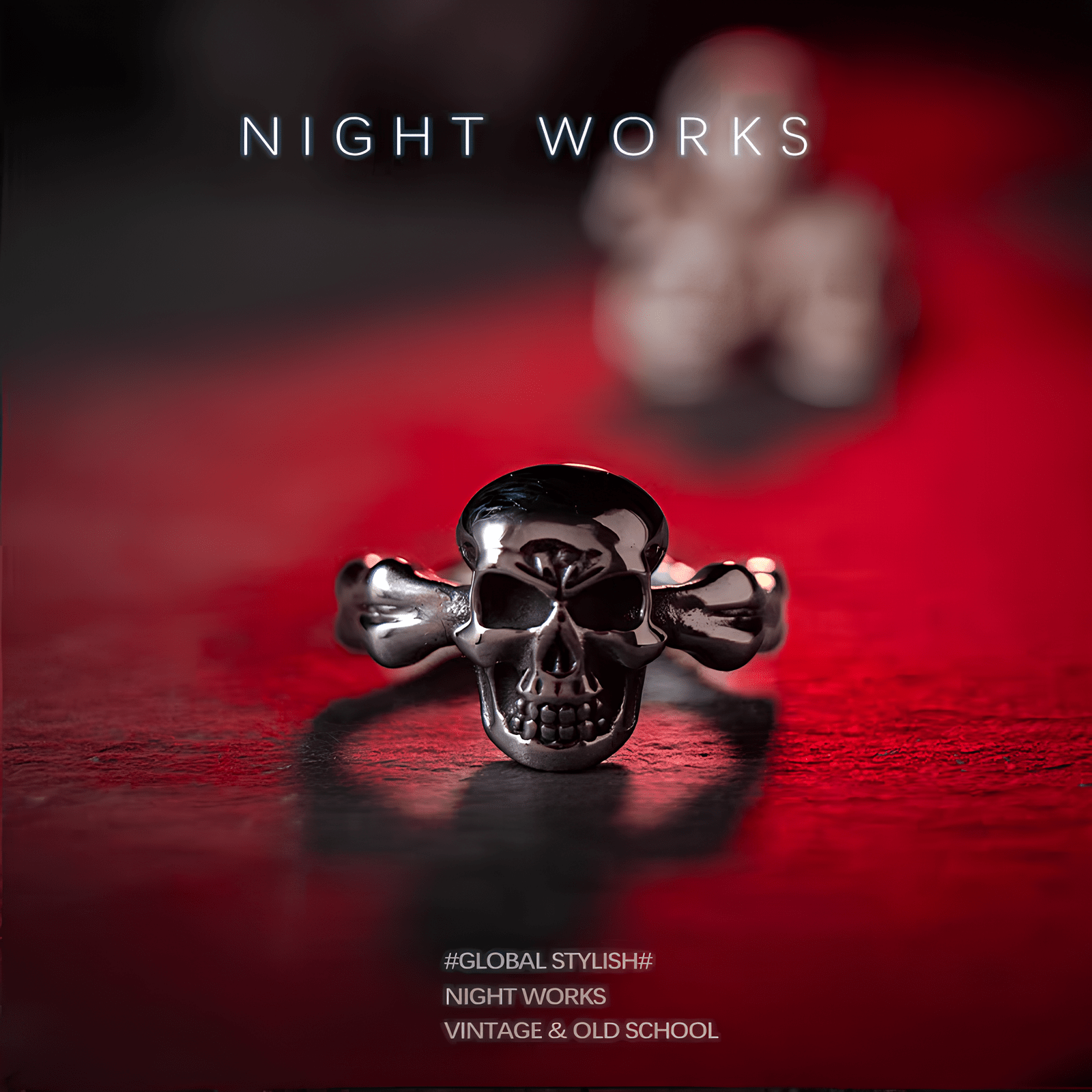 Breath of Death Gothic Skull Titanium Steel Ring - Night Works