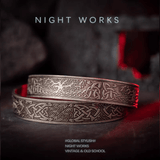 Celtic Sacred Oak Bracelet – Wide Stainless Steel Celtic Knot Bangle - Night Works