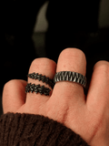 Conflict Spine Ring – Dark Vintage Titanium Steel Gothic Band - Night Works