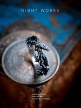 Crown of Thorns Ring – Dark Vintage Titanium Steel Band - Night Works