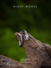 Dark Serpent Gothic Ring – Vintage Stainless Steel Snake Band - Night Works