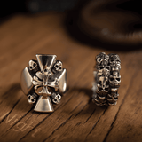 Death Match - Double Skull Band Titanium Steel Ring - Night Works