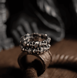 Death Match - Double Skull Band Titanium Steel Ring - Night Works