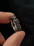 Deathmatch Half Skull Gothic Titanium Steel Ring - Night Works