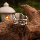 Eagle’s Eye Turquoise Ring – Vintage Tribal Titanium Steel - Night Works