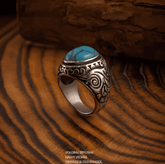 Egyptian Vintage Turquoise Stone Ring - Night Works