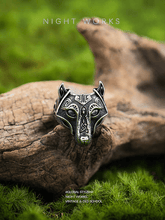 Fenrir Wolf Ring – Norse Viking Titanium Steel Wolf Head Band - Night Works