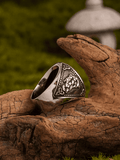 Fenrir Wolf Ring – Viking Titanium Steel Rune Signet - Night Works