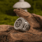 Fenrir Wolf Ring – Viking Titanium Steel Rune Signet - Night Works