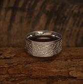 Four Guardian Beasts Ring – Vintage Wide Titanium Steel Band - Night Works