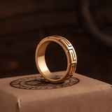 Greek Key Spinner Ring – Titanium Steel Rotatable Vintage Gold Band - Night Works