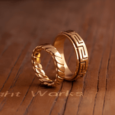 Greek Key Spinner Ring – Titanium Steel Rotatable Vintage Gold Band - Night Works