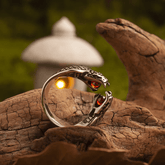 Guardian of Power – Ancient Egypt Cobra Eye Ring with Red Gem - Night Works