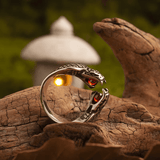 Guardian of Power – Ancient Egypt Cobra Eye Ring with Red Gem - Night Works