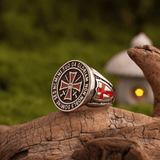 Honor and Praise Templar Cross Ring – Wide Titanium Steel Crusader Ring - Night Works