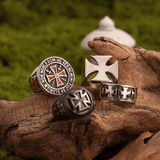 Honor and Praise Templar Cross Ring – Wide Titanium Steel Crusader Ring - Night Works