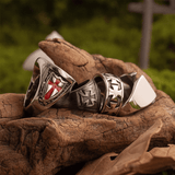 Honor and Praise Templar Cross Ring – Wide Titanium Steel Crusader Ring - Night Works