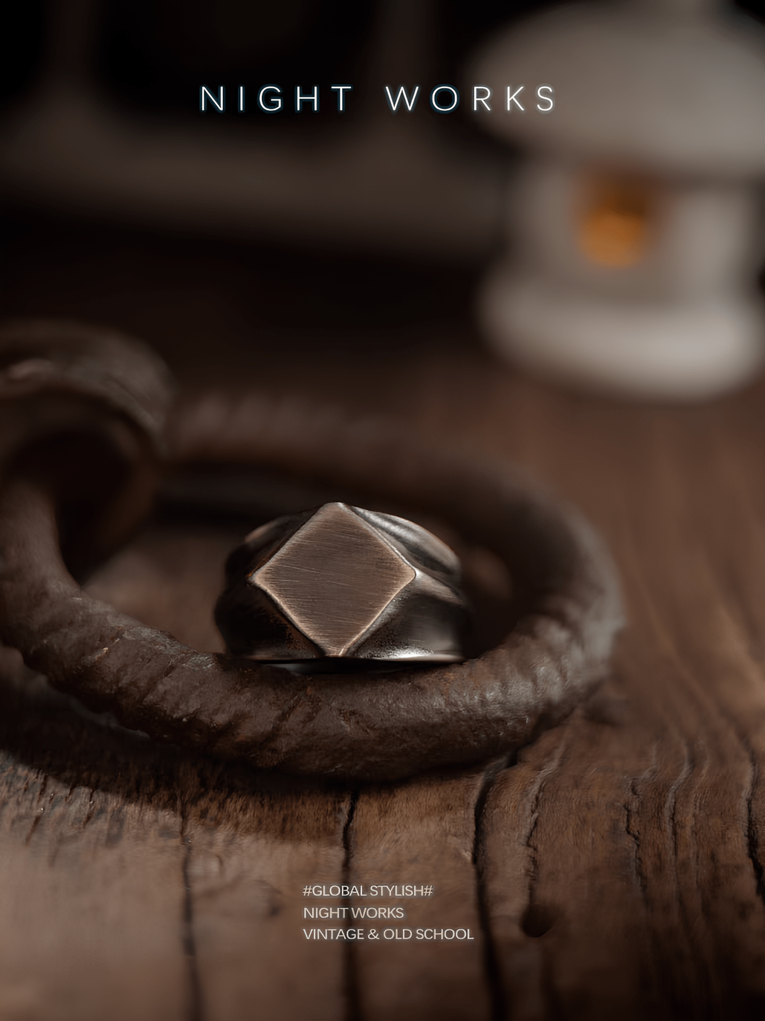 Knight’s Honor Vintage Blackened Stainless Steel Signet Ring - Night Works