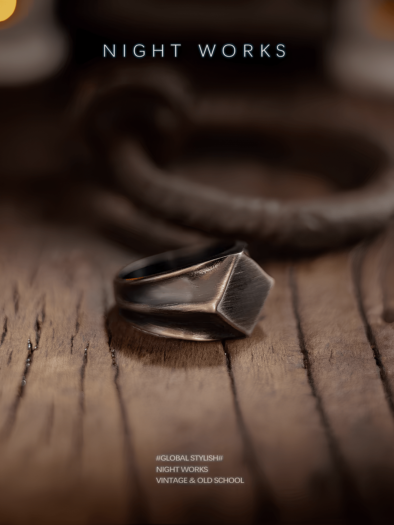 Knight’s Honor Vintage Blackened Stainless Steel Signet Ring - Night Works