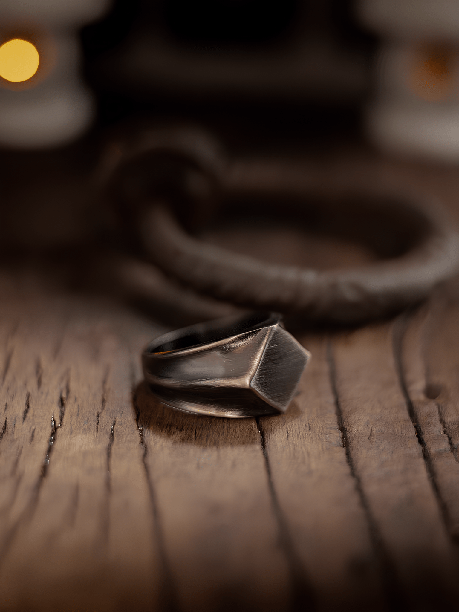 Knight’s Honor Vintage Blackened Stainless Steel Signet Ring - Night Works