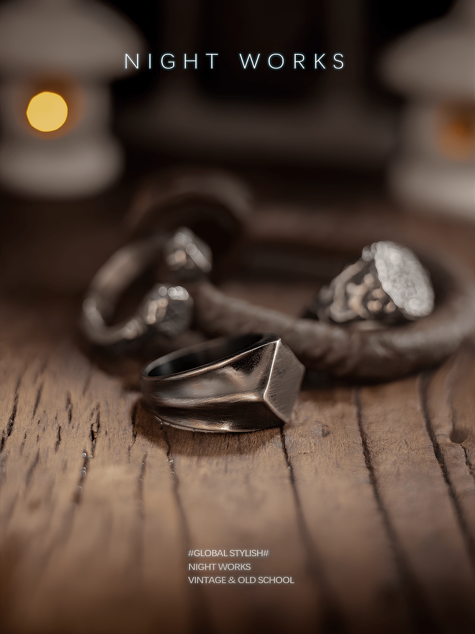 Knight’s Honor Vintage Blackened Stainless Steel Signet Ring - Night Works