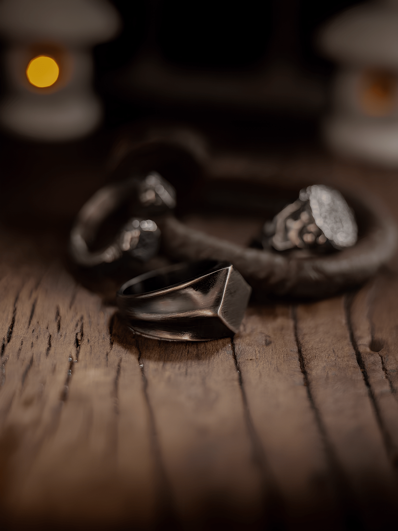 Knight’s Honor Vintage Blackened Stainless Steel Signet Ring - Night Works