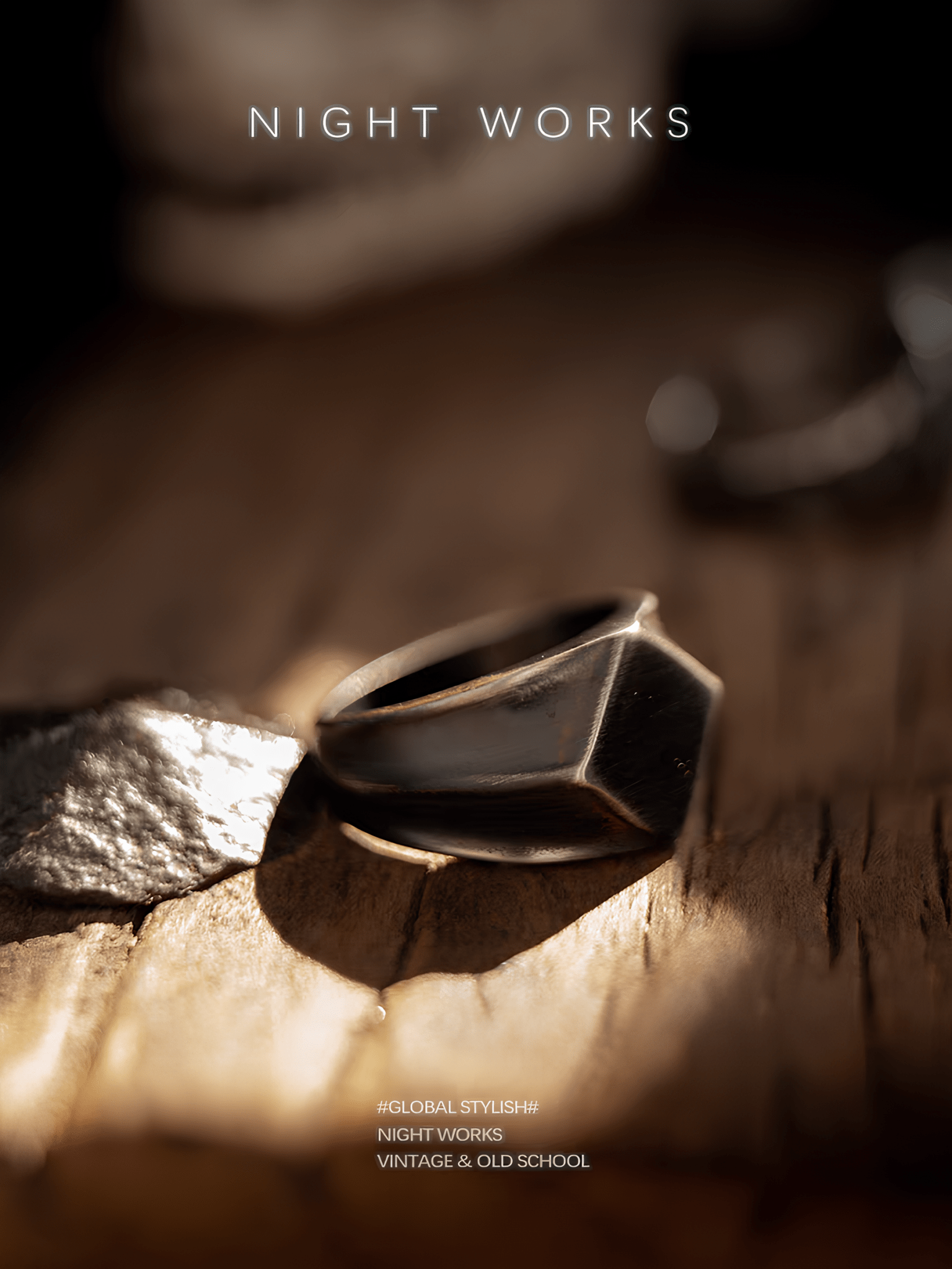 Knight’s Honor Vintage Blackened Stainless Steel Signet Ring - Night Works