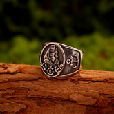 Langskip Viking Ship Ring – Nordic Pirate Wide Stainless Steel Signet Ring for Men - Night Works