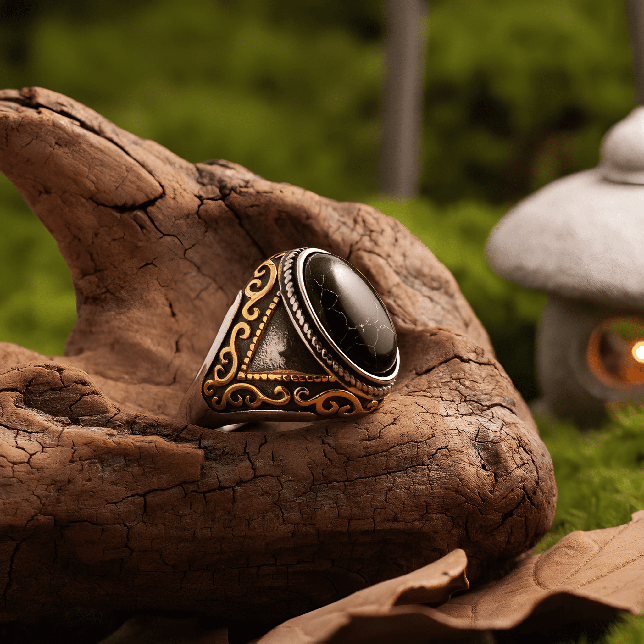 Light of Seljuk Ring – Vintage Turkish Black Gold - Night Works