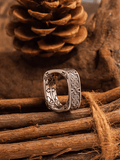 Loopy Celtic Knot Square Ring – Vintage Stainless Steel Band - Night Works