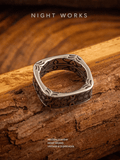 Loopy Celtic Knot Square Ring – Vintage Stainless Steel Band - Night Works