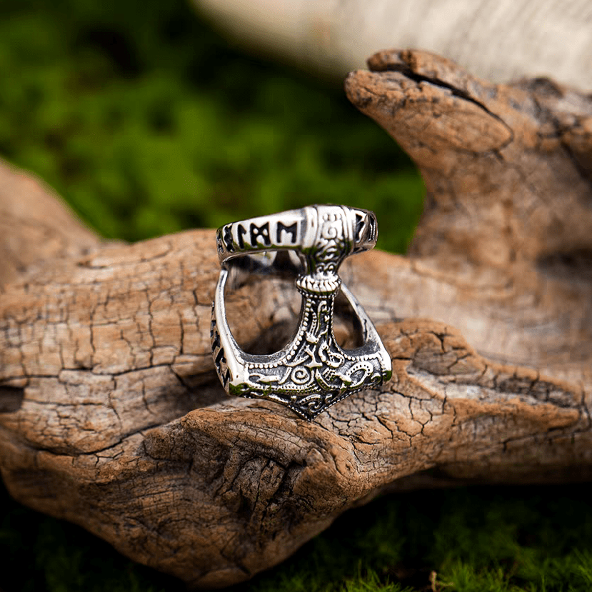 Mjölnir Thor’s Hammer Ring – Norse Viking Titanium Steel Ring - Night Works