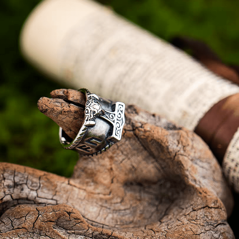 Mjölnir Thor’s Hammer Ring – Norse Viking Titanium Steel Ring - Night Works