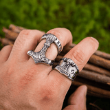 Mjölnir Thor’s Hammer Ring – Norse Viking Titanium Steel Ring - Night Works