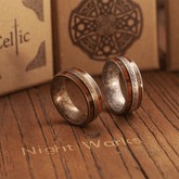 Mont Saint - Michel Ring – Celtic Wood Inlay Stainless Steel Ring - Night Works