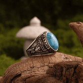 Northern Wind Turquoise Viking Ring – Norse Rune Titanium Steel - Night Works