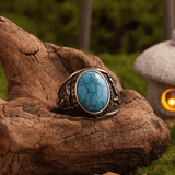 Northern Wind Turquoise Viking Ring – Norse Rune Titanium Steel - Night Works