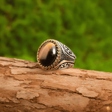 Ottoman Empire Ring – Turkish Totem Engraved Tiger Eye - Night Works