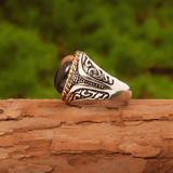 Ottoman Empire Ring – Turkish Totem Engraved Tiger Eye - Night Works