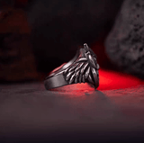 Owl Wisdom Ring – Celtic Norse Titanium Steel Band - Night Works