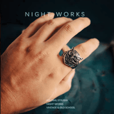 Owl Wisdom Ring – Celtic Norse Titanium Steel Band - Night Works