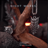 Owl Wisdom Ring – Celtic Norse Titanium Steel Band - Night Works