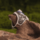 Power of God Ring - Angel Engraved Blue Stone - Night Works