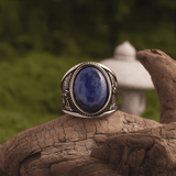 Power of God Ring - Angel Engraved Blue Stone - Night Works